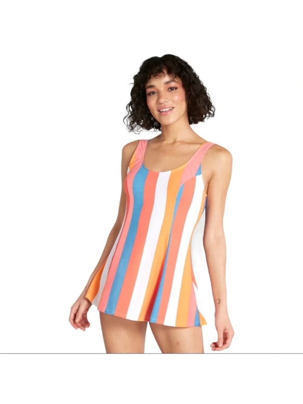 NWT MODCLOTH Retro Esther Williams Babette Swim Dress in Pastel Stripes Size 4